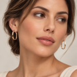 گوشواره حلقه‌ای طلا ۱۸ عیار زرمان روی گوش مدل