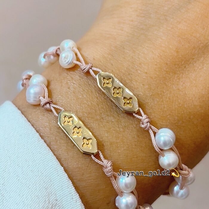 دستبند مروارید سه گل