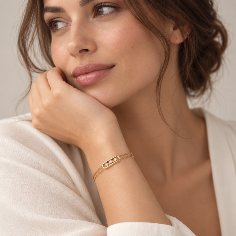 arshida-bracelet-lifestyle.jpg دستبند الماس آرشیدا با سه برلیان روی مچ دست مدل