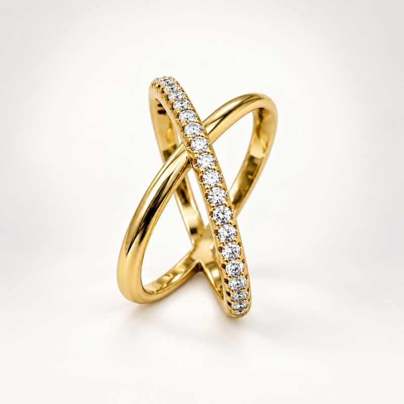 shiva-2-diamond-ring.jpg انگشتر طلا ۱۸ عیار شیوا با طراحی ضربدری و ۲۲ برلیان